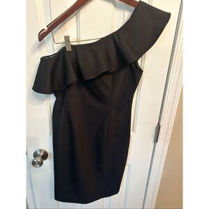 H&M off the shoulder black dress size 10 or medium ruffle Sexy dress